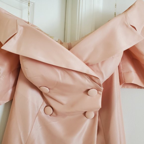 Sibel Yavuz Pink Double-breasted Coat Formal Dress - Picture 3 of 10